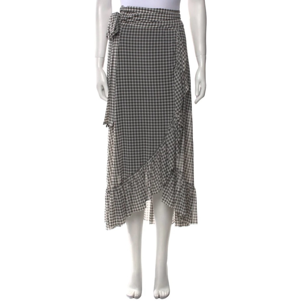 GANNI Gingham Wrap Skirt - Black and White